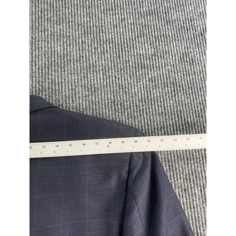 Canali Sport Coat 44 L Blue Wool Windowpane Check Designer Luxury Flannel Italy